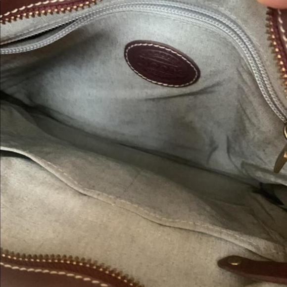 LARGE DEEP MAUVE ROOTS SHOULDER BAG PURSE - Picture 4 of 4